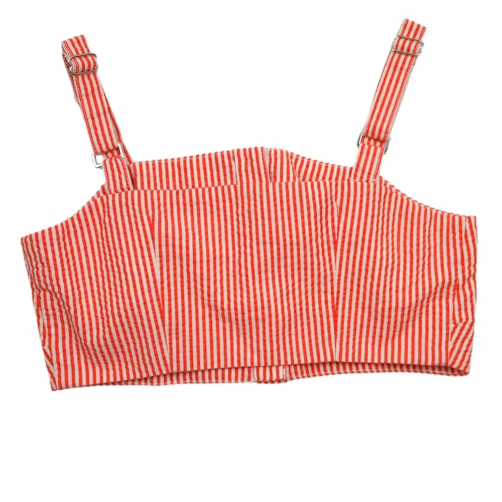 Maeve Anthropologie Striped Crop Top NWT Size 8 Red Button Front - Picture 2 of 8